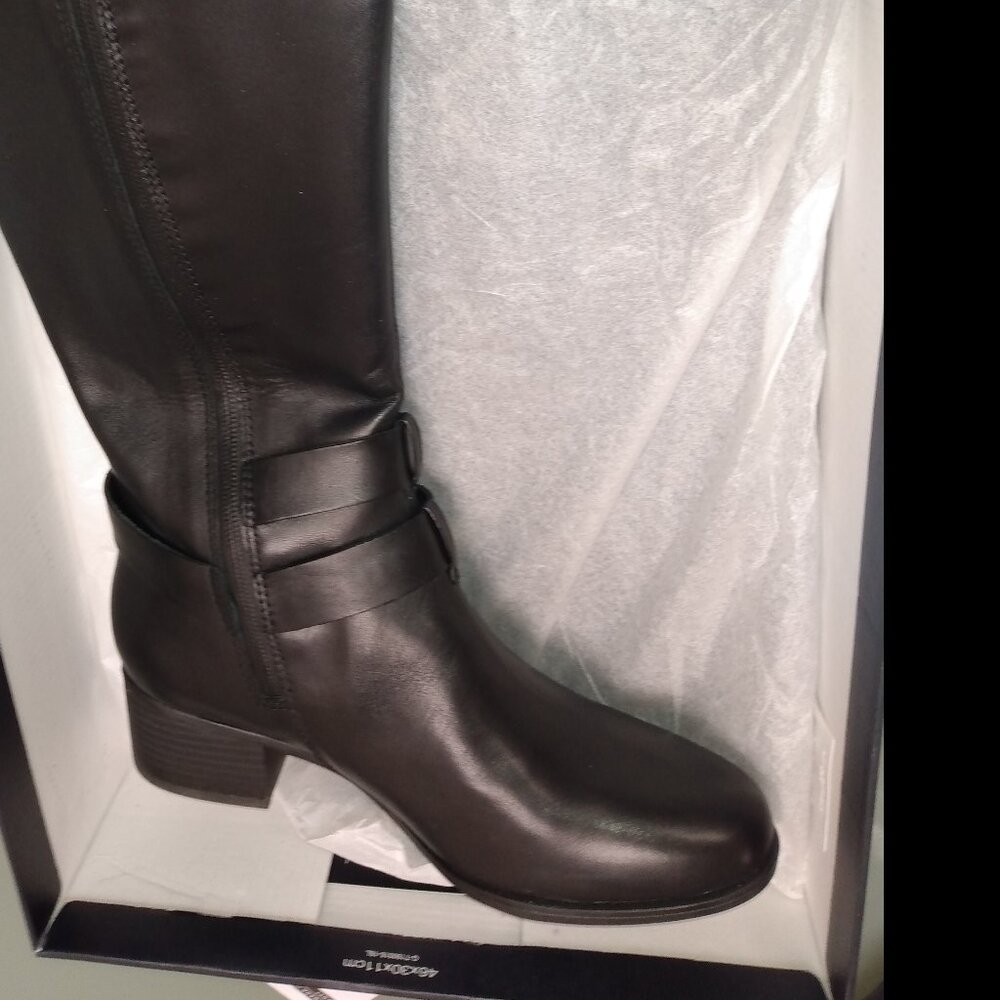 NWB Naturalizer Women's Dale Black WP Leather Knee High Boots sz 8 - Picture 4 of 12